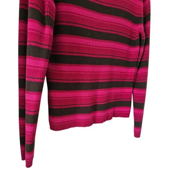 Petite Sophisticate LS Striped Ribbed Turtleneck Top | Like New | SP | Pink BRN - Picture 8 of 15